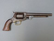 Whitney Arms Company .44 six shot percussion hammer action revolver with bras trigger guard and 7.