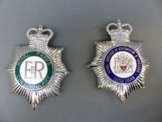 Two enamel police helmet badges comprising Royal Borough of Kensington and Chelsea Parks Police and