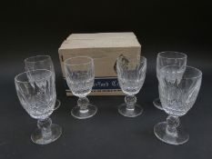 A boxed set of six Waterford Crystal sherry glasses