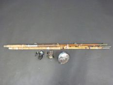 A collection of rods and reels
