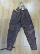 Royal Air Force Irvin flying trousers, brown leather with wool interior,