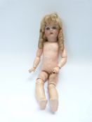 Simon & Halbig bisque headed doll with open mouth, weighted blue eyes,