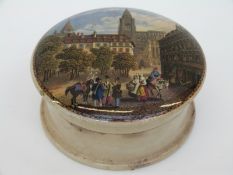 A Prattware pot and lid.