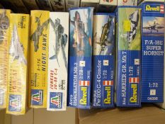 Nine Revell and Italeri 1:72 scale model aircraft kits, all in original boxes,
