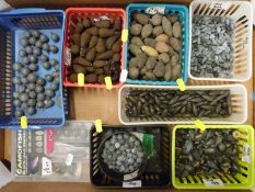 A large collection of fishing weights, various sizes,