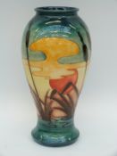 Moorcroft vase in the Reeds at Sunset pattern by Philip Richardson (31cm tall)