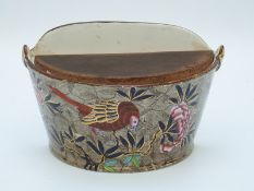 Spode salt pot with bird and floral decoration in Tumbledown Dick pattern,