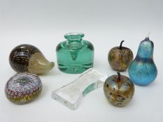 A selection of glass paperweights and glass etc including Isle of Wight and Wedgwood