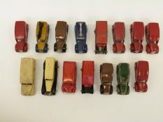 Fifteen Dinky Toys diecast model vans including Dunlop, Royal Mail, ambulances etc.