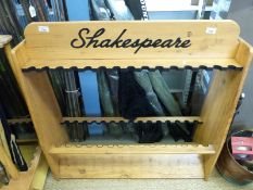 Shakespeare wooden rod display stand