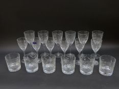 A quantity of boxed Royal Doulton glassware in Jasmine pattern comprising six each of sherry