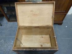 Metal bound chest seaman's chest with John Parsons, trunk manufacturer,