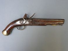 A flintlock hammer action Light Dragoon pistol with lock marked Tower and with crown over GR cypher,