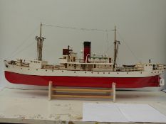 A model of c1940's/50's steam boat with well detailed fittings,
