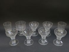A set of six 19thC rummers and three others