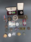 A quantity of military and other medals/medallions comprising 1939-45 medal,