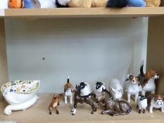 A collection of Beswick animals including foxes,