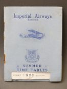 A 1926 Imperial Airways summer timetable including photos of the aircraft (including a DH30