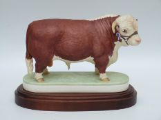 Royal Worcester Hereford Bull limited edition on wooden stand