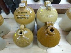 Stoneware flagons relating to Bridgwater, Winchester,