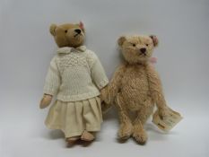 Two Steiff mohair teddy bears Norah 00591 and Margarete 00877