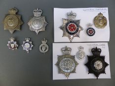 A collection of police badges relating to Lancashire Constabulary,