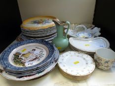 Early Foley chinoiserie plate, Wedgwood armorial example, Italian month plates,