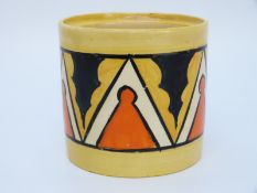 Clarice Cliffe Bizarre pot in geometric pattern