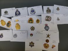A collection of police badges including Sweden, Iceland, Norway, Falklands, Malta, Kuwait,