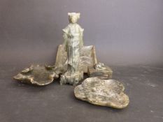 A quantity of oriental jadeite carved items including bowls, matchbox holder,