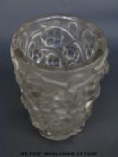 Lalique Raisins clear and frosted glass vase decorated with bunches of grapes no.