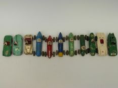Eleven Dinky Toys diecast model racing and sports cars