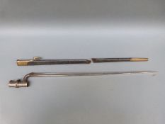A British 1876 Martini Henry bayonet with leather scabbard