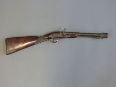 W Bond of London blunderbuss with spring loaded bayonet,