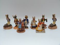Royal Doulton Bunnykins figures Captain x2, Captain's Wife, Seaman, Ship's Cook, Pirate,