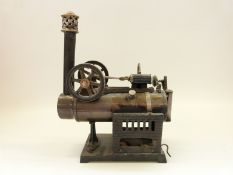 Doll overtype live steam stationary steam engine with fixed cylinder, twin flywheels, sight glass,