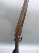 Calisher & Terry 12 bore side by side hammer action shotgun with named lock engraved with scenes of