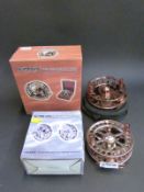 Two boxed Konix centrepin fishing reels