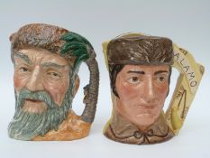Two large Royal Doulton character jugs Robinson Crusoe D6532 and limited edition Davy Crockett /