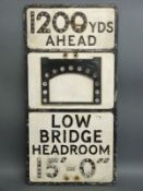A vintage cast aluminium built up '1200 yards ahead low bridge headroom 15' - 0