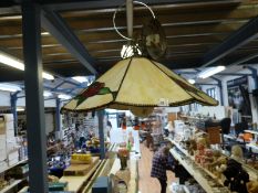 Two Christopher Wray Tiffany style glass lamp shades