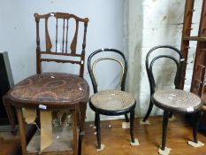 A giltwood upholstered chair with loose cover, tray top stand,