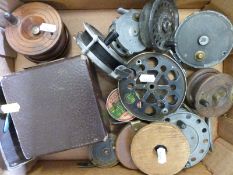 Vintage fishing reels including fixed spools,