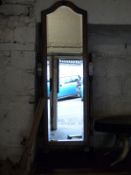 An oak cheval mirror with bevelled glass (H158cm)