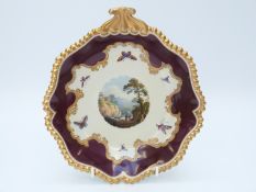 Flight Barr and Barr Worcester Porcelain Works hand decorated dish with script verso 'View near