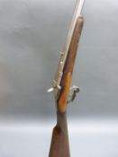 Belgian 9mm Flobert garden gun with carved forend, chequered grip, two tone stock,