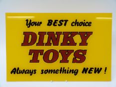 Dinky Toys shop display sign 'Your BEST Choice Dink Toys Always something NEW!' 26x39cm.