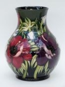 Moorcroft vase in Anemone Tribute pattern by Emma Bossons (24cm tall)