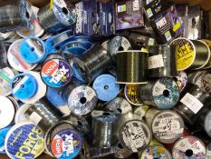 A large quantity of fishing line including Maxima, Retlo Powerline, Bayer Perlon, Hikaru carp etc.