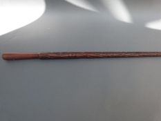 A carved Victorian military interest walking stick,